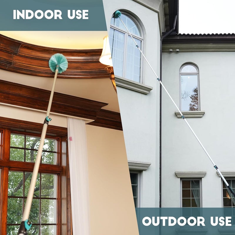 TelesPro 30 Feet High Reach Cobweb Duster with 6-24Ft Extension Pole, Webster Cobweb Duster with 5-Stage Telescopic Aluminum Pole, Spider Web Brush for Outdoor & Indoor Cleaning - Soft Bristles. - Image 4